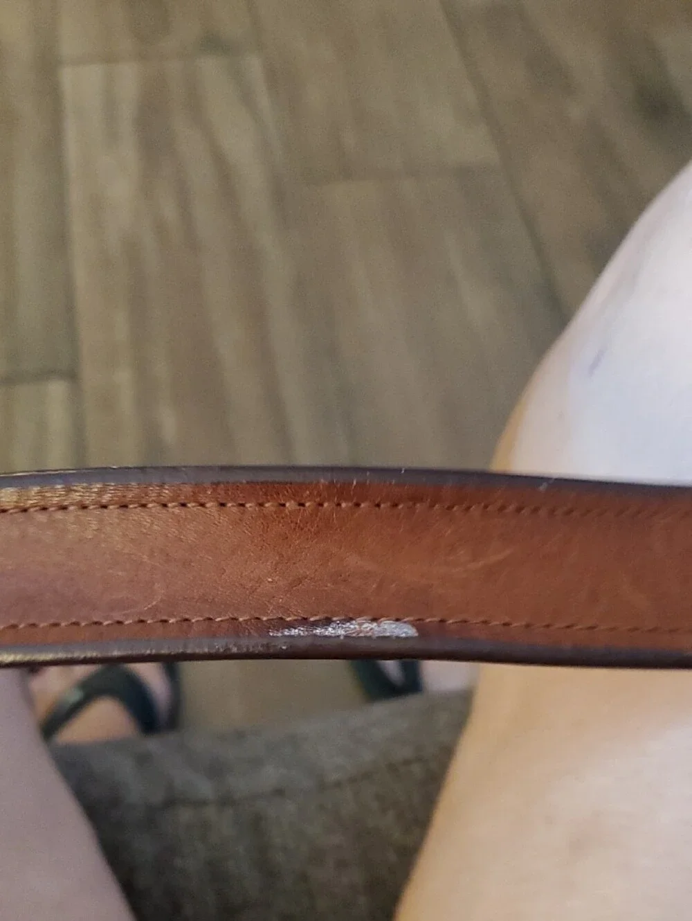 Men's Tan Leather Shoulder Strap with Brass Accent